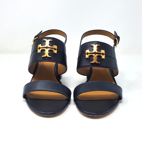 Tory Burch Everly 65MM Heeled Sandals Soft Calf Leather Black 60222 Size US 9 - Picture 5 of 10
